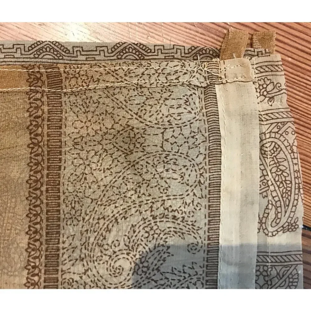 Set Pair 2 Vtg Style Paisley Indian Henna Design Handmade Sheer Curtain Panels